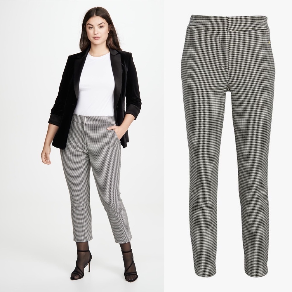 A.L.C. James Pants Houndstooth Cotton Blend Black Cream Size 18 NWT
